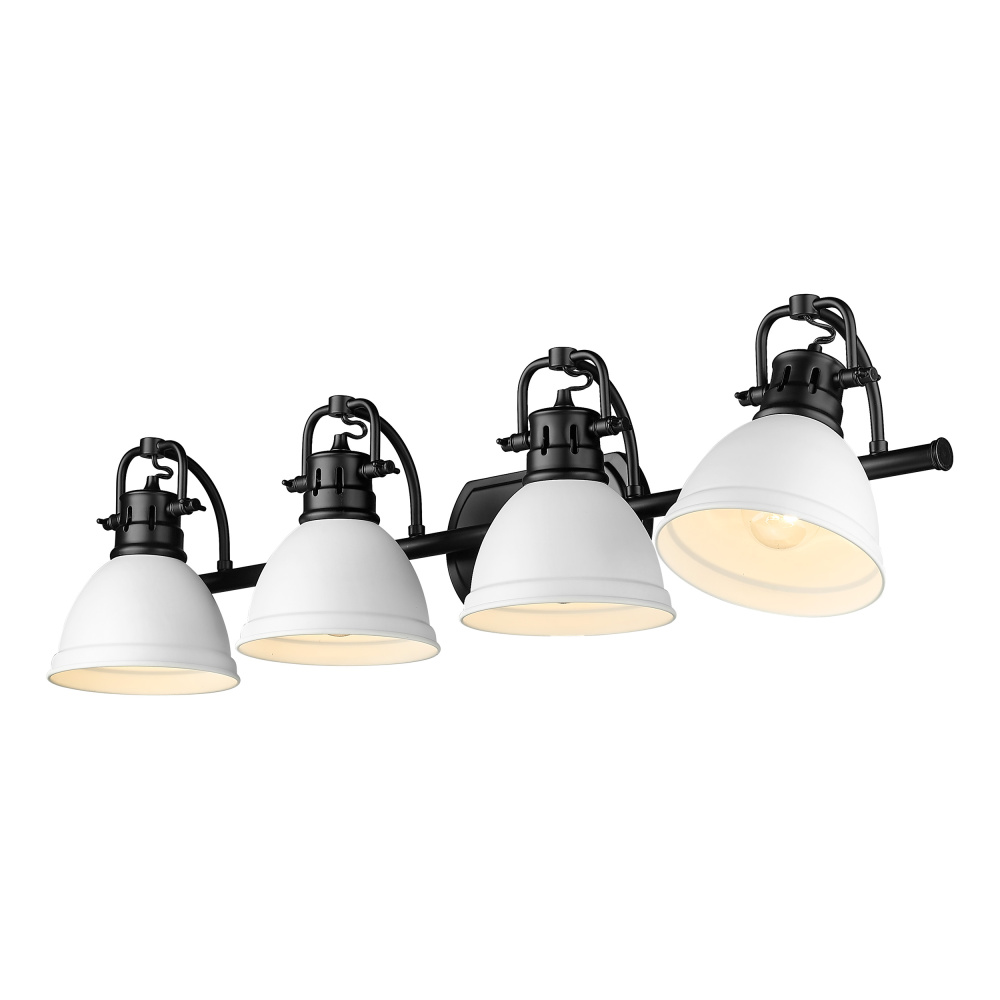 Yep by Golden Lighting Duncan 4-light Vanity in Matte Black and Matte White shade
